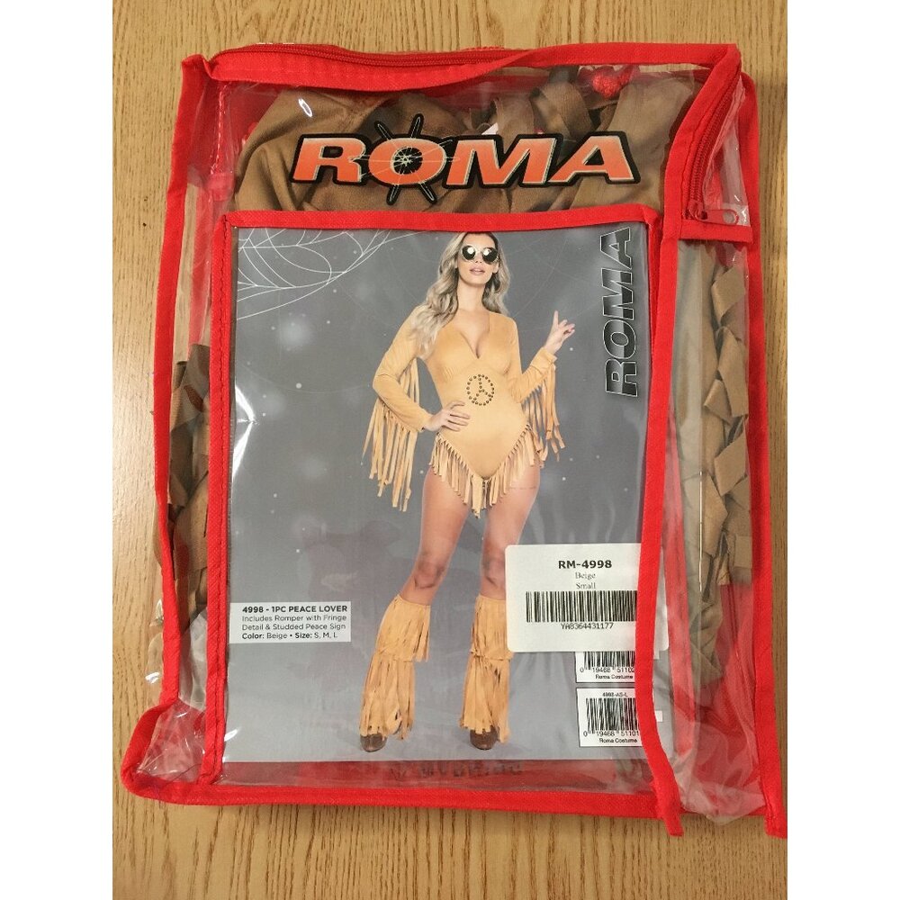 New Women’s Super Sexy 1pc Roma Hippie Peace Lover Romper Fringe Studded Large